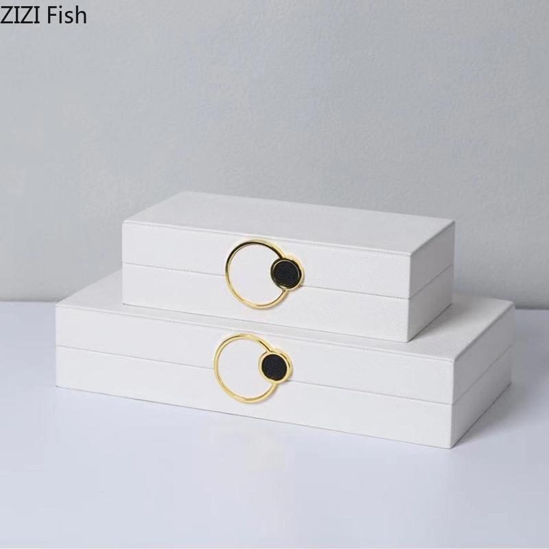 Woven Leather Jewelry Boxes White Leather Cosmetic Jar Dresser Table Desk Decoration Home Exquisite Jewelry Necklace Storage Jar