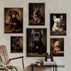 Vintage Dog Portraits Posters and Prints French Bulldog German Shepherd with Red Wine Wall Art Canvas Painting Home Room Decor