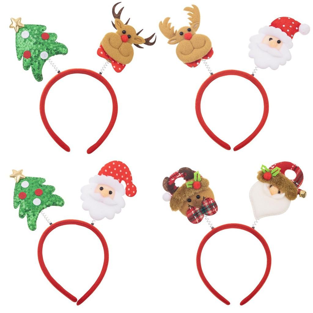 Cartoon Themed Christmas Headband With Santa Claus Elk And Tree Decoration