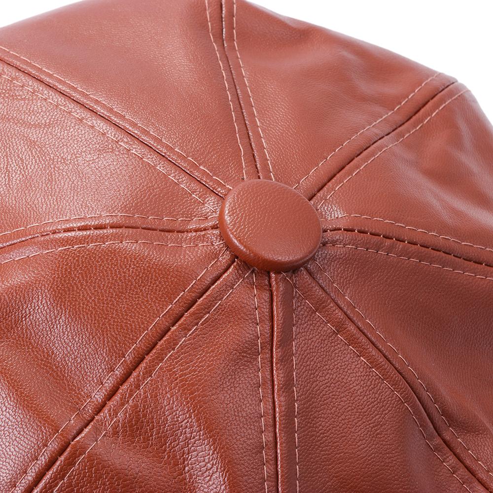 Ladies Women Girls Octagonal PU Leather New Fashion Newsboy Cap Peaked Cap Beret Hat Newsboy Hat