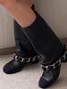 Fashion 2025 Newest Classic Chain Mid-calf Boots Mixed Colors Round Toe Block Chunky Heeled Slip On Black Fashion Women's Modern Boots