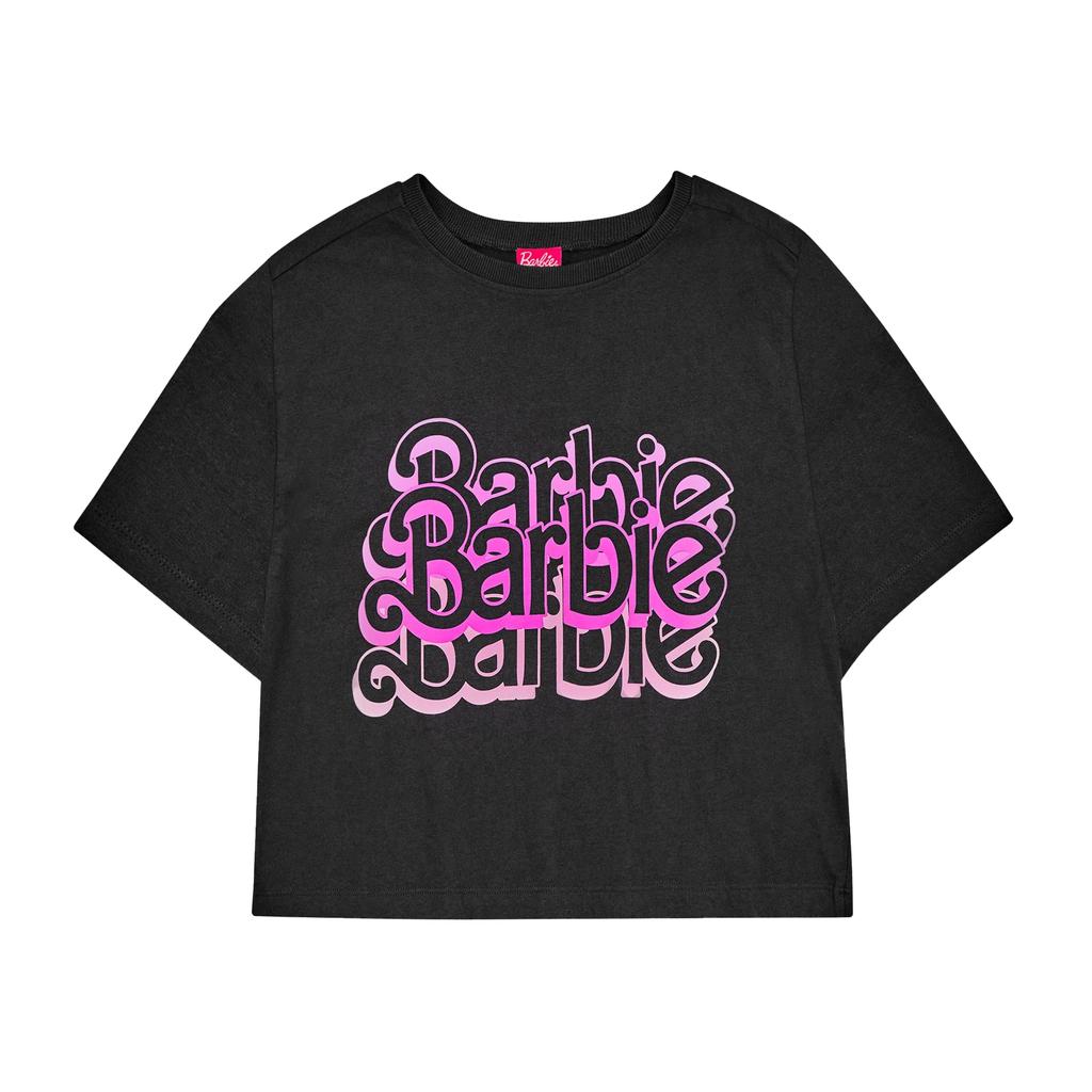 barbie Womens/Ladies Logo Acid Wash Crop Top