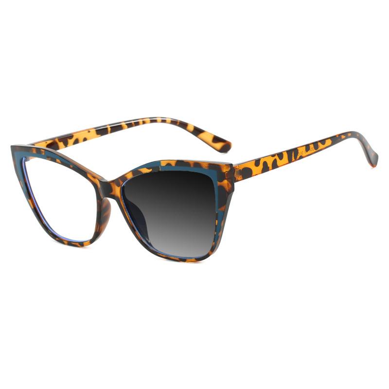 Trendy Cat Eye TR90 Photochromic Reading Glasses for Women Anti Blue Light Hyperopia Prescription Eyewear Color Matching Frame