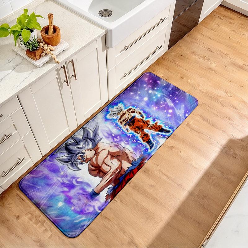 Dragon Ball Super Saiyan Flannel Kitchen Mat Christmas Soft Area Rug Non Slip Floor Carpet Home Decoration