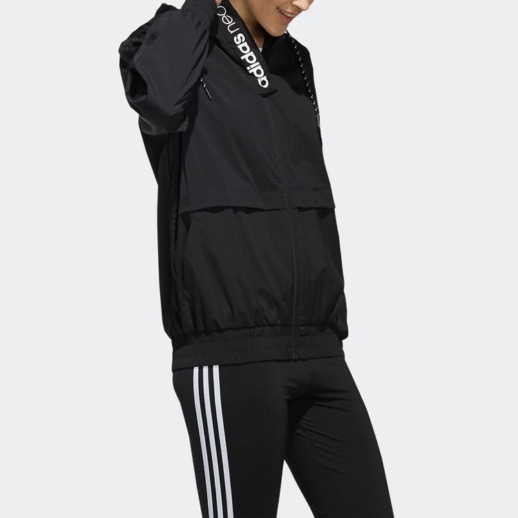 Adidas Neo Hooded Sports Jacket Unisex Outerwear Black FK9939