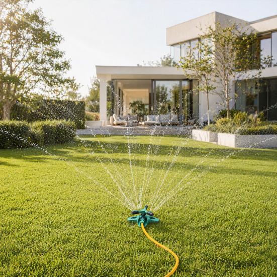 3-Arm Lawn Sprinklern, Automatic 360-Degree Rotating Garden Sprinkler, Large Coverage Area Sprinkler for Yard Outdoor Irrigation Kids Pets Water Fun