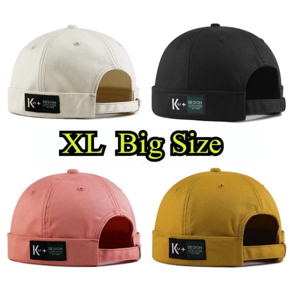 XL 62 Cap Big Head Hat Without Visor Docker Brimless Hats Vintage Beanie Hat for Men Women