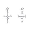 Süße und coole Kreuz Zirkon Ohrstecker für Damen Leichter Luxus Nische Imitationsperlen Fransenohrringe
