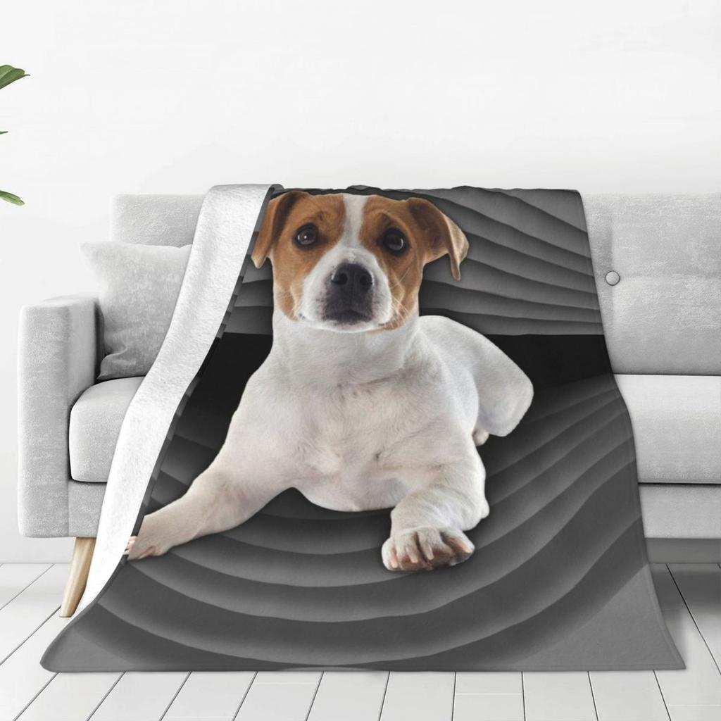 Custom Jack Russell Terrier Funny Love Blanket Warm Fleece Soft Flannel Pet Throw Blankets For Bedroom Couch Travel Autumn
