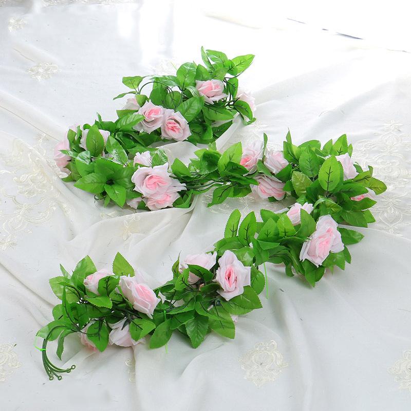 220Cm 9-Head Simulated Rose Vine Bright Colors And Vivid Hues Room Decoration Red Yellow White Purple Champagne Rose Rattan