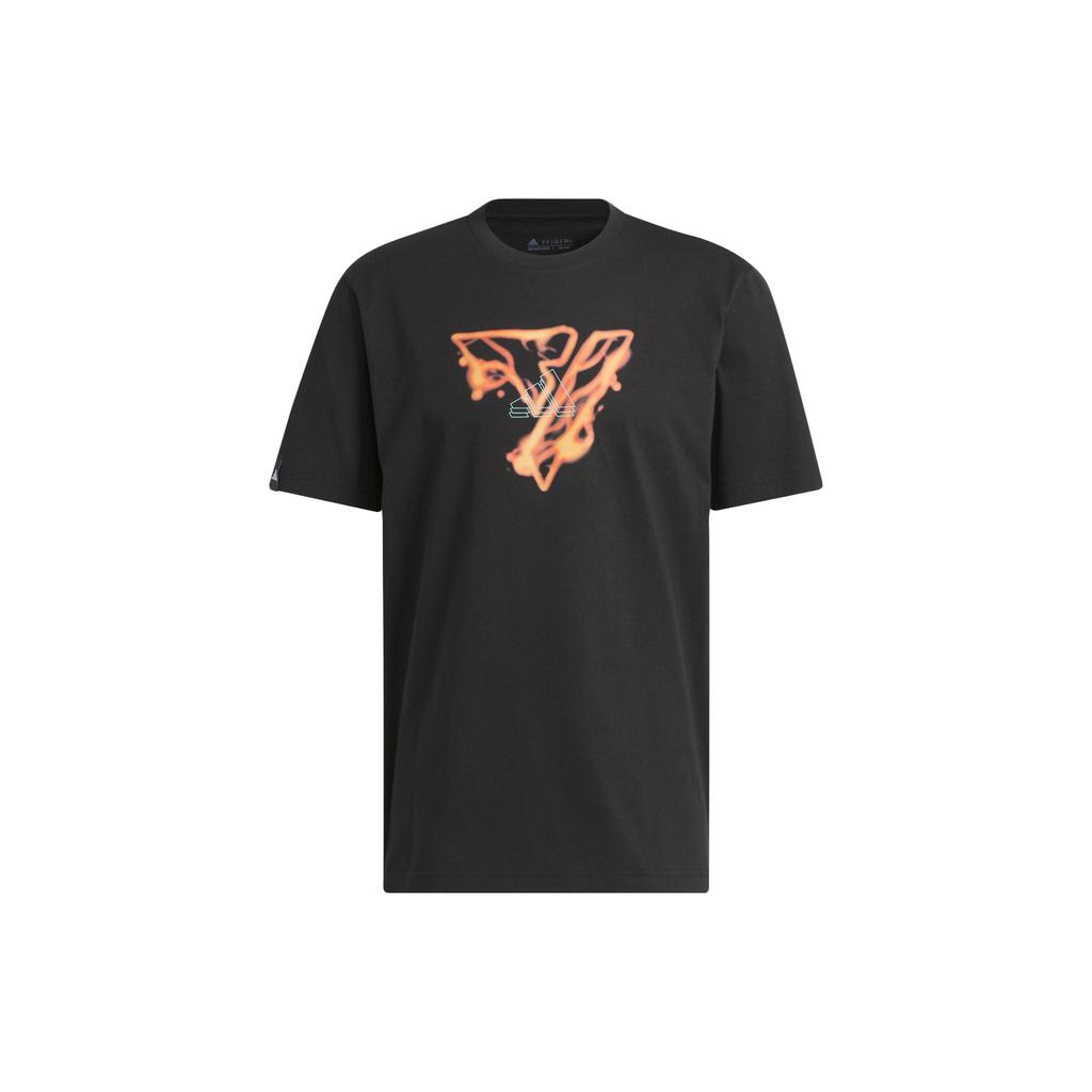 Adidas Trae Young Icy Fire Signature Print Basketball Short Sleeve T-Shirt Men Tops Black IM9167
