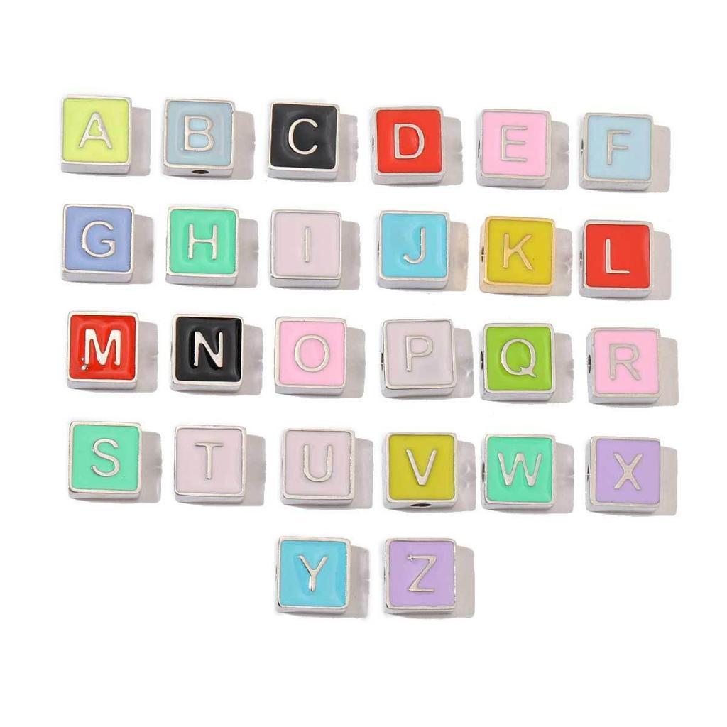 Mixed Color Titanium Steel Alphabet Beads: Non-Fading Necklace & Bracelet Pendants