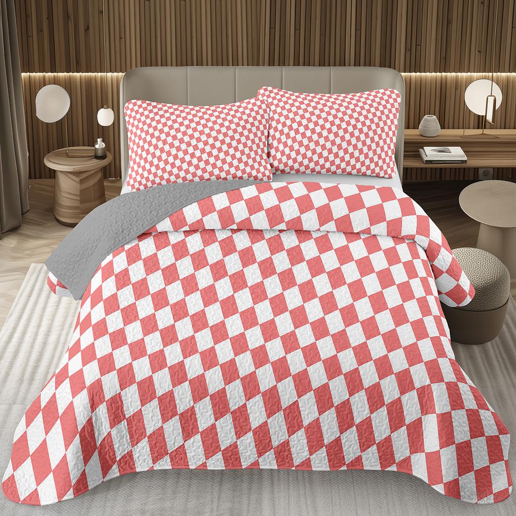 Geometric Checkered Bedspread Buffalo Plaid Quilted Bedding Set Checkerboard Gingham Coverlet Set Twin Queen for Kids Boys Teen