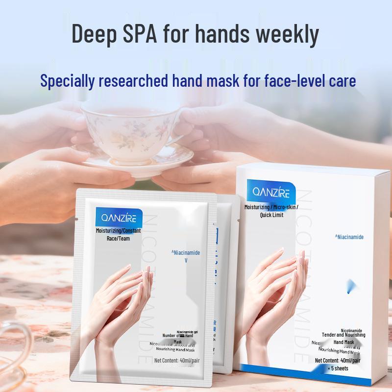 Qianzi Niacinamide Hydrating Hand Mask: Nourishing, Anti-Cracking, Moisturizing Gloves for Smooth, Soft Hands.