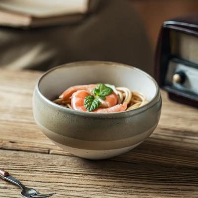 Japanese Retro Bowl-Shaped Ceramic Bowl Household Rice Bowl Tableware 5-Inch Small Bowl One-Person Food Bowl