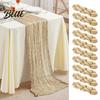Soft Polyester Table Runner Rustic Cheesecloth Runner Wedding Sheer Durable Protector Boho for Bridal Shower Baby Hotel Dining Decor