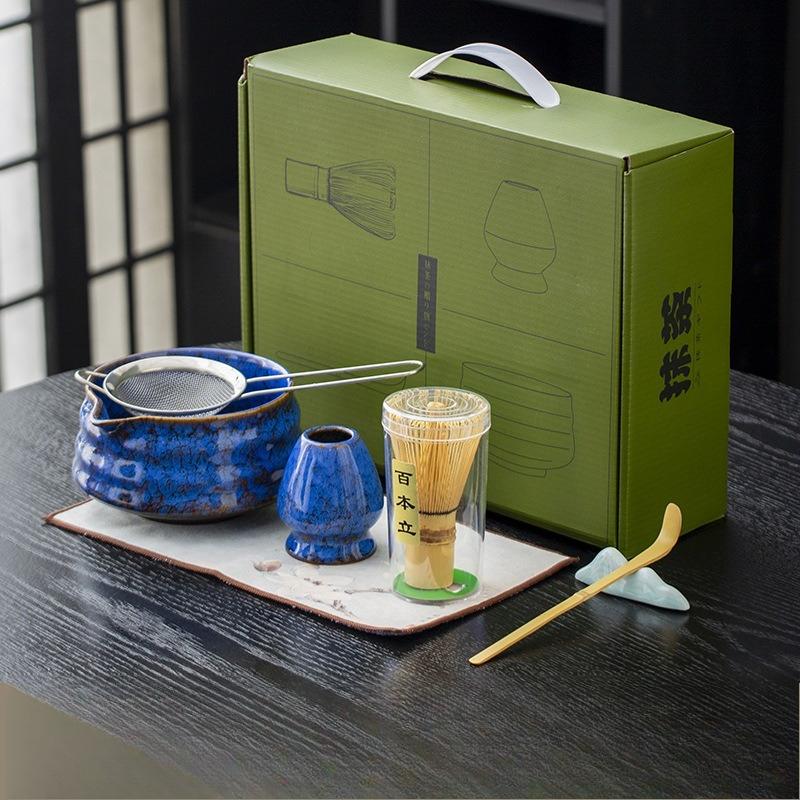 7pcs Ceramic Tea Whisk Set Blender Matcha Brush Gradient Matcha Bowl Tea Set Holder Tea Bowls TeaS Cups gifts