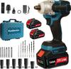 330N Powerful Electric Impact Wrench with a Brushless Motor and Two Remaining Battery Drill and Impact Design with Variable Speed Forward and Reverse