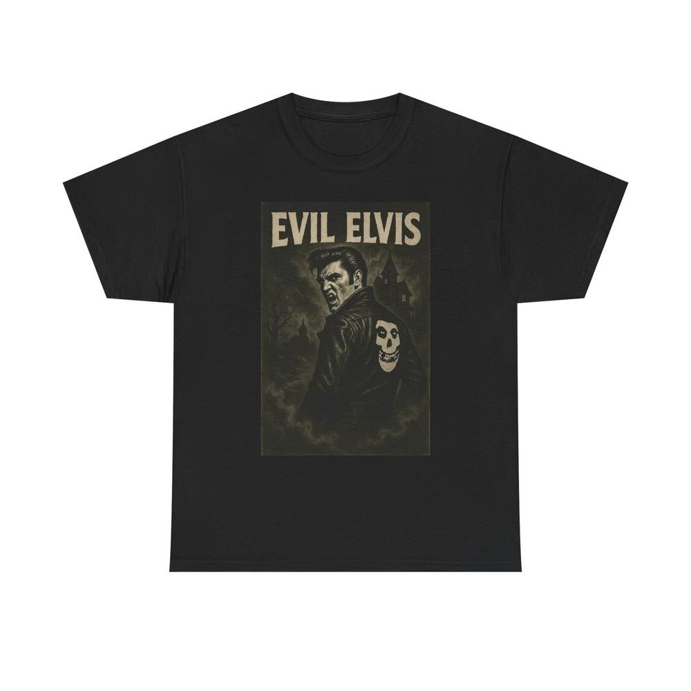 Evil Elvis Graphic T Shirt Vintage King Unisex Heavy Cotton Tee Unisex T-Shirt S