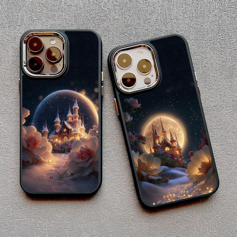 Castle Under Moonlight Luxury Silicone Phone Case For iPhone 13 12 11 Pro Max 14 8 7 Plus SE2 X XR XS 15 14 Pro Max Mobile Case