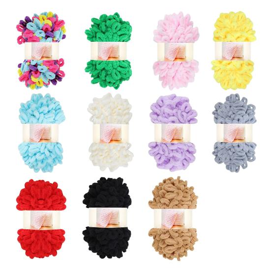3 Rolls Loop Yarn Finger Knitting Yarn No Need Hook Yarn Fluffy Finger Loop Yarn for Beginners Skilled Crafters DIY Blankets Scarves