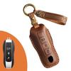 For Porsche Luxury Leather Car Key Cover Macan 718 Cayenne Paramera 911 958 Taycan Car Key Fob Key Outer Ring
