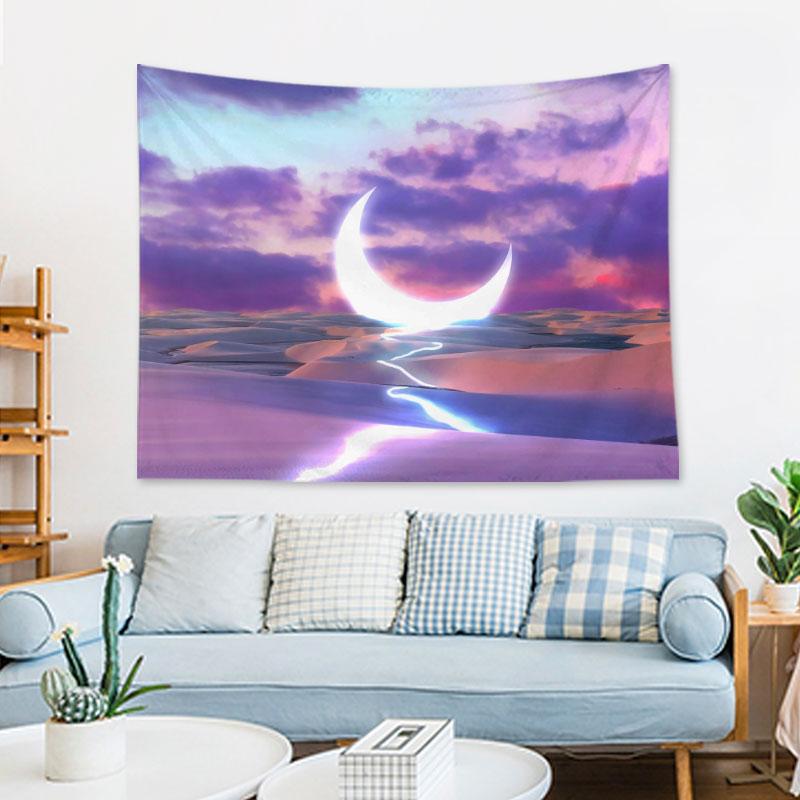 

Розовый гобелен с луной и звездой, декоративный гобелен в богемном стиле, гобелен для гостиной, настенный холст, декоративный гобелен 100x75cm