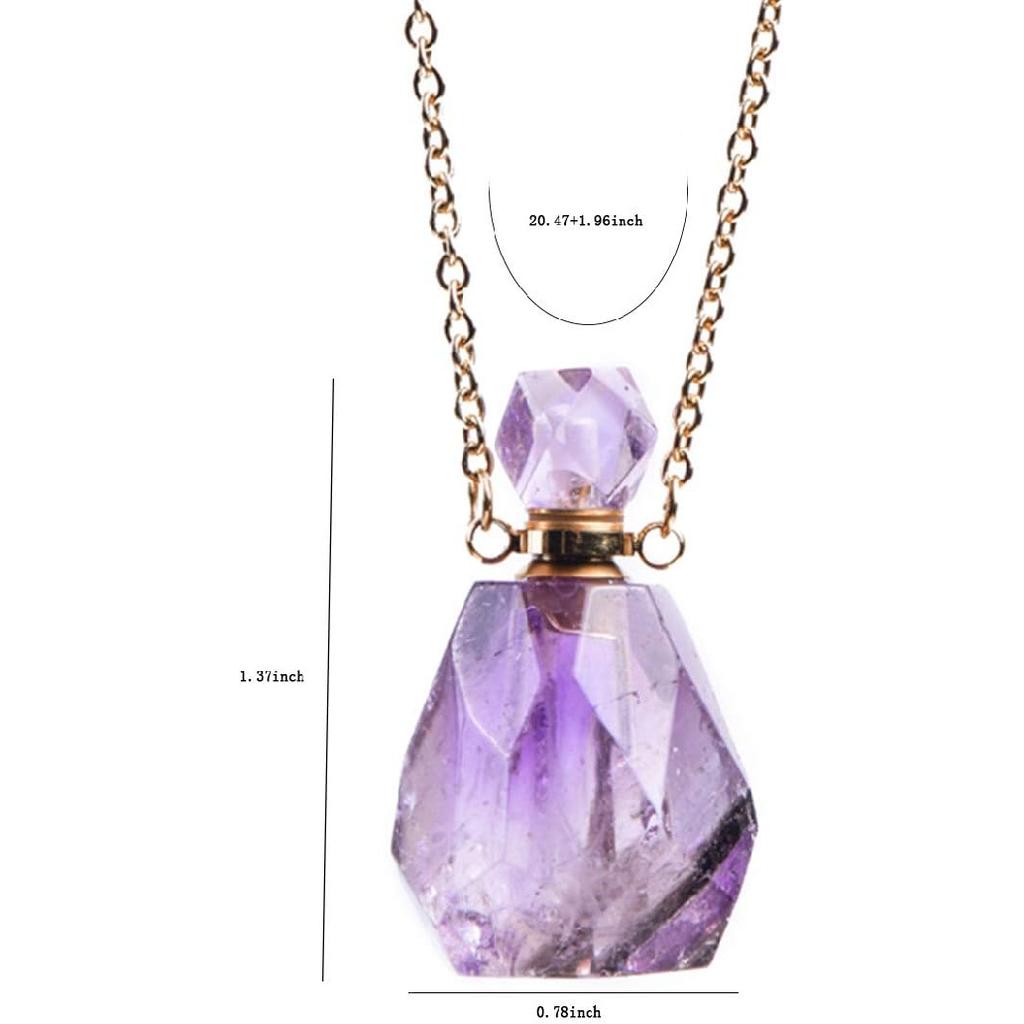 YGLINE Natural Healing Stone Essential Oil Diffuser Perfume Bottle Pendant Necklace Jewelry