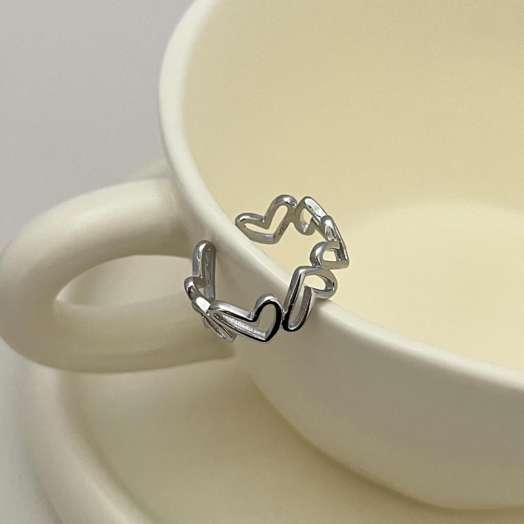Geometric Open-Heart Ring: Women's Trendy Japanese-Korean Light Luxury Style