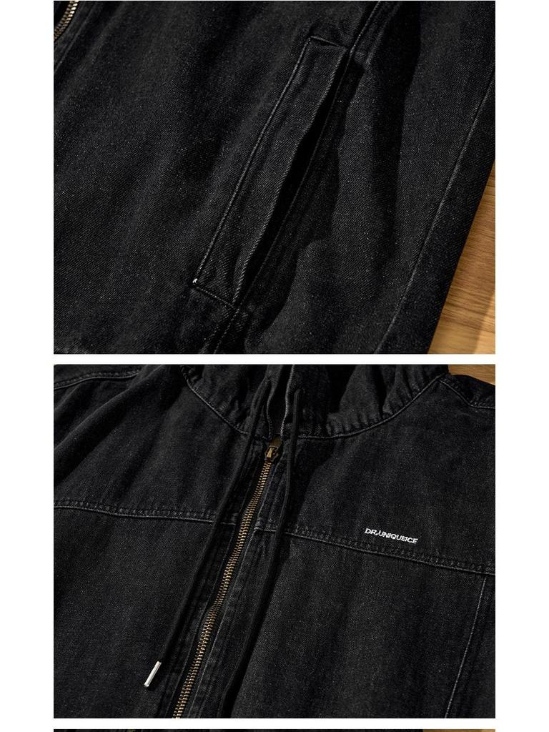 W822 Men's Thickened Hooded Denim Zip-Up Jacket: Stylish, Trendy, and Versatile.