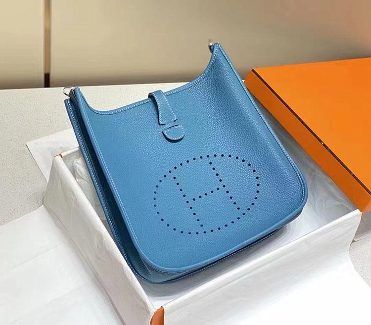 High End High Grade Voskovaná nit Vrchní vrstva TC Hovězí kůže Evelyn Dámská Jednoramenná Crossbody Kbelíková taška Lehký Luxus
