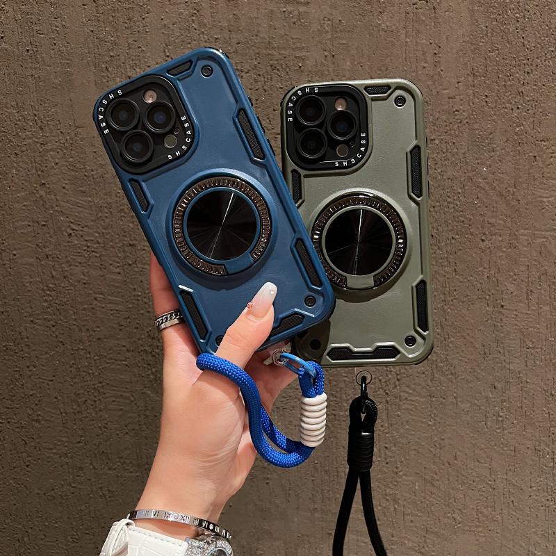 

For Magsafe Magnetic 360°Rotat Metal Car Bracket Ring Lanyard Phone Case For iPhone 16 Pro Max 14 11 12 13 15 Pro Max Back Cover iPhone 11 зелений