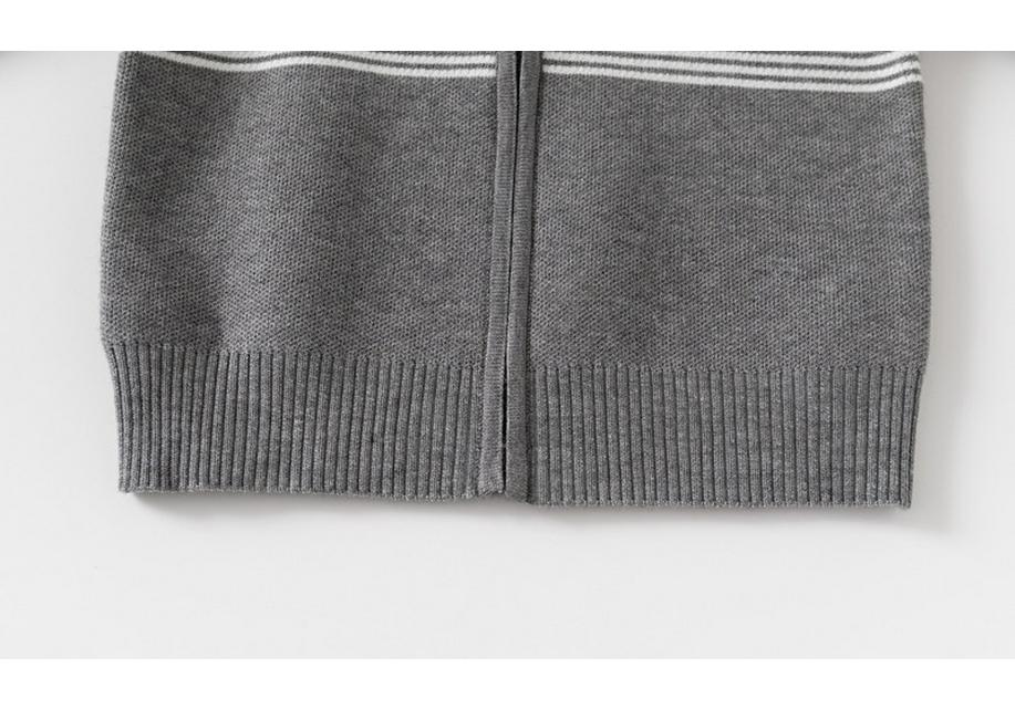 Sesame Base Boys' Fine Stripe Knit Zip-Up Cardigan Sweater for Small & Medium Children