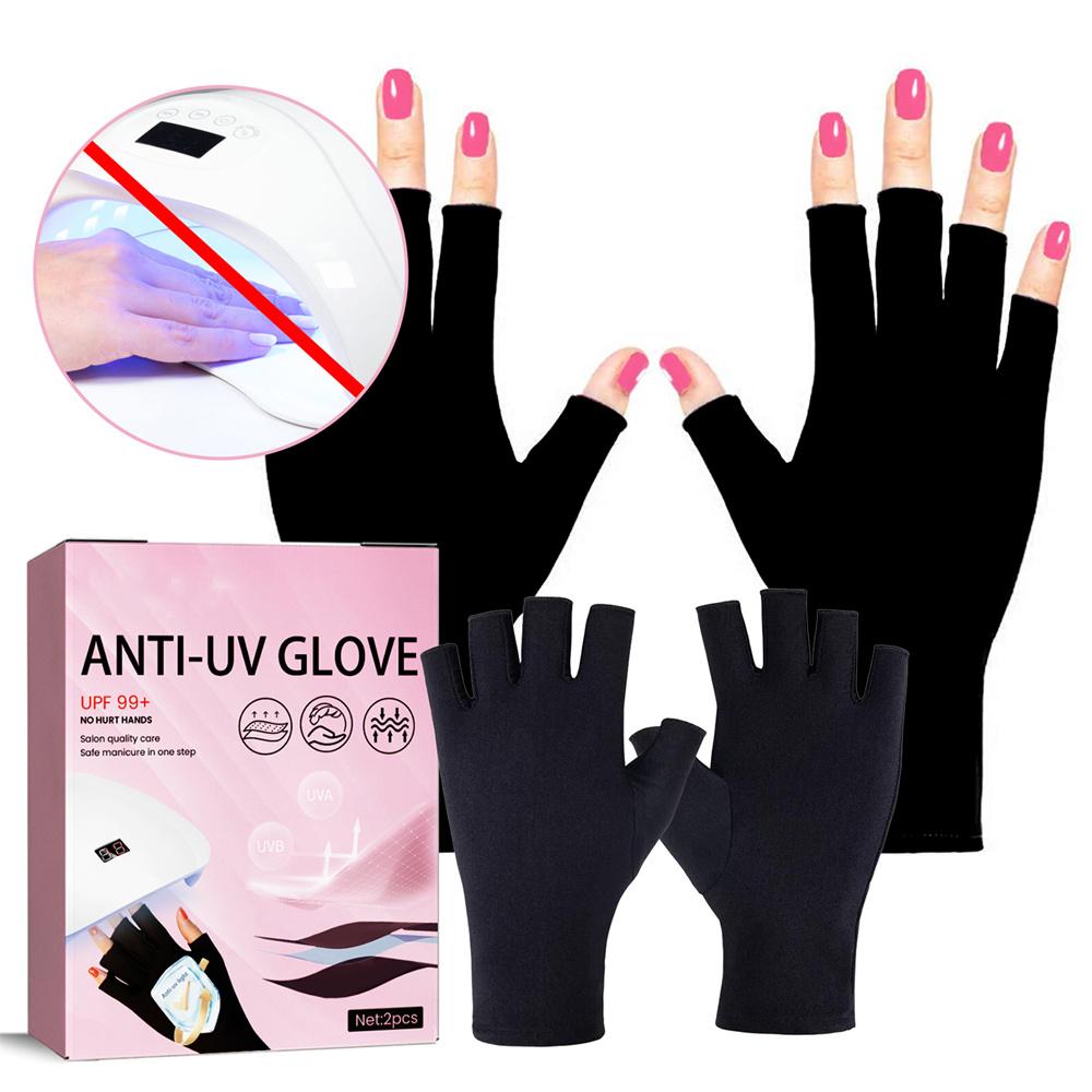2pcs Anti Uv Rays Protect Gloves Nail Gloves Led Lamp Nail Uv Protection Radiation Proof Glove Manicure Nail Art Tools