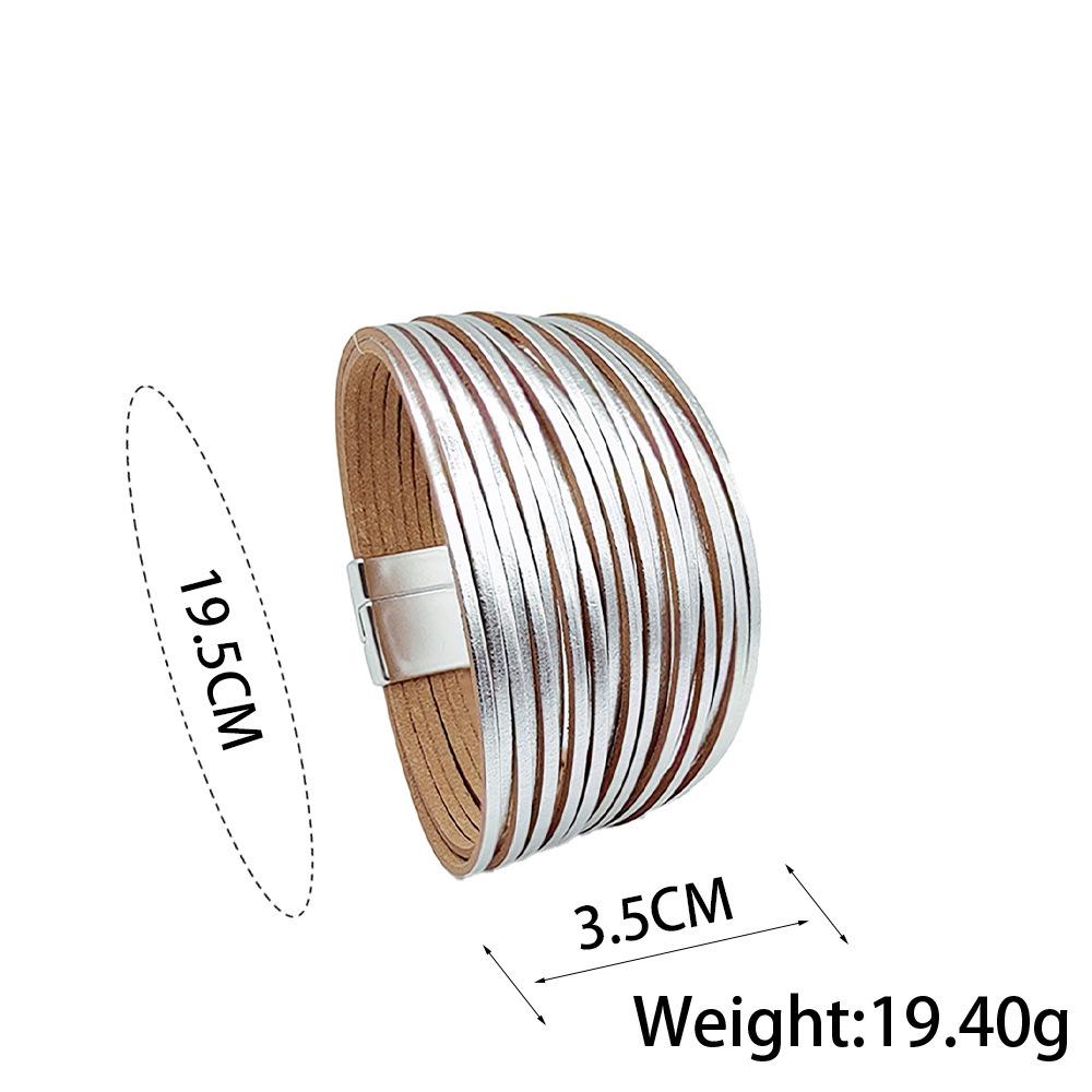 Bohemiskt Läderarmband med Flera Trådar och Prägling, med Magnetlås för Herr och Dam