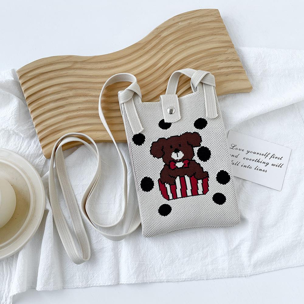 Cute And Sweet Knitted Mobile Phone Bag Shoulder Crossover Handheld Premium Mini Small Bag Mobile Phone Bag