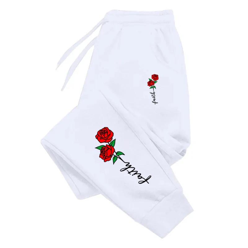 Beautiful Flowers Printing Womens Sweatpants Daily Casual Fashion Trousers Sports Jogging Sweat Mens Pants Street Pants