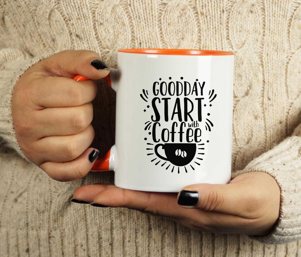 Inkdotpot Goodday Start With Coffee 11 Oz Ceramic Coffee Mugs Great For Co-worker Boss Gift For Coffee
