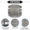 Car Exhaust Flexible Pipe, 76x102mm 2.99"x4.02" Exhaust Flex Connector Pipes Bellows Universal for Car Durable Stainless Steel Silver Tone