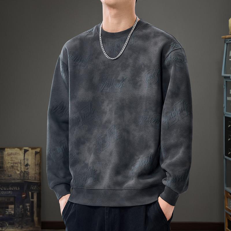 

Американский ретро-стираемый принтованный свитер мужской осенний тяжелый облачный принт свободный круглый вырез длинный рукав повседневное пальто Tide 4XL темно-серого