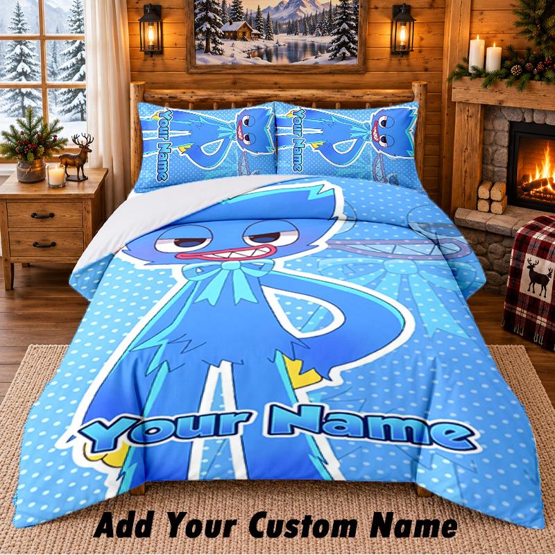 Poppy Playtime Set Biancheria da Letto Personalizzato 3 Pezzi 1 Lenzuolo 2 Federe Camera da Letto Arredamento Casa