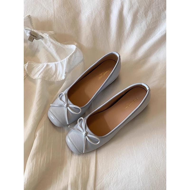 Fashion Versatile Small Single Shoes Women's Shoes Spring and Autumn 2025 Summer Bow Red Ballet Shoes