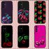 Cherries Cherry Fruit Phone Case For Samsung S24,S21,S22,S23,S30,Ultra,S20,Plus,Fe,Lite,Note,10,9,5G Black Soft Shell