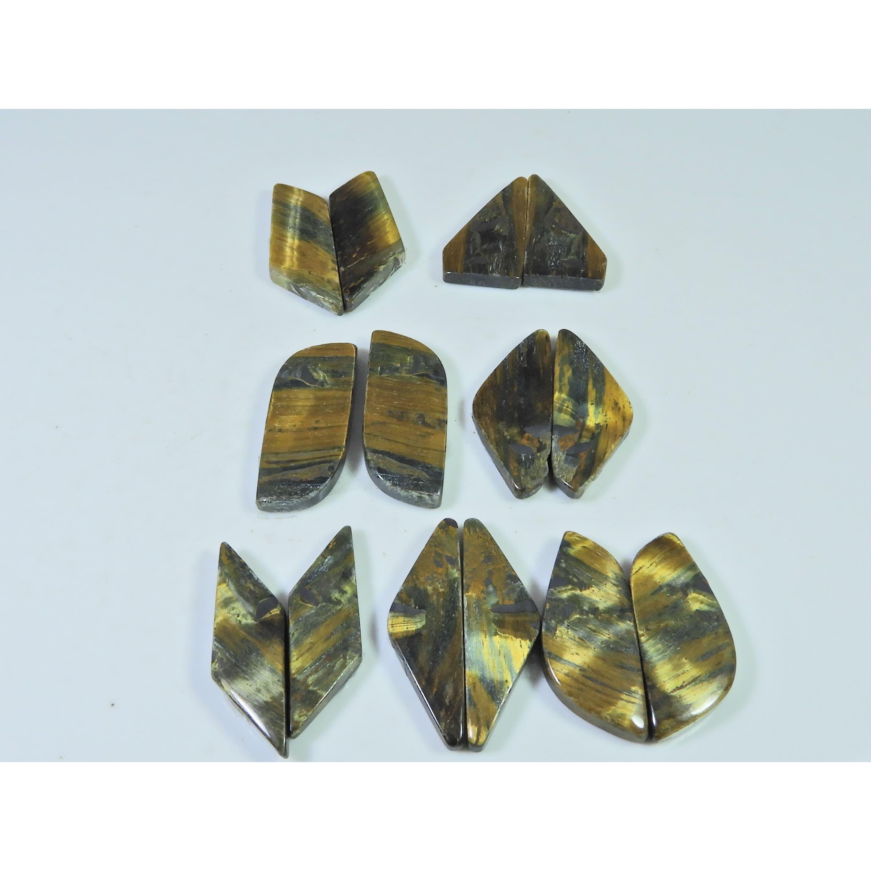 

22-28 MM Natural Tiger Eye Matched Pair Fancy Loose Gemstone 7 Pair Lot C-996