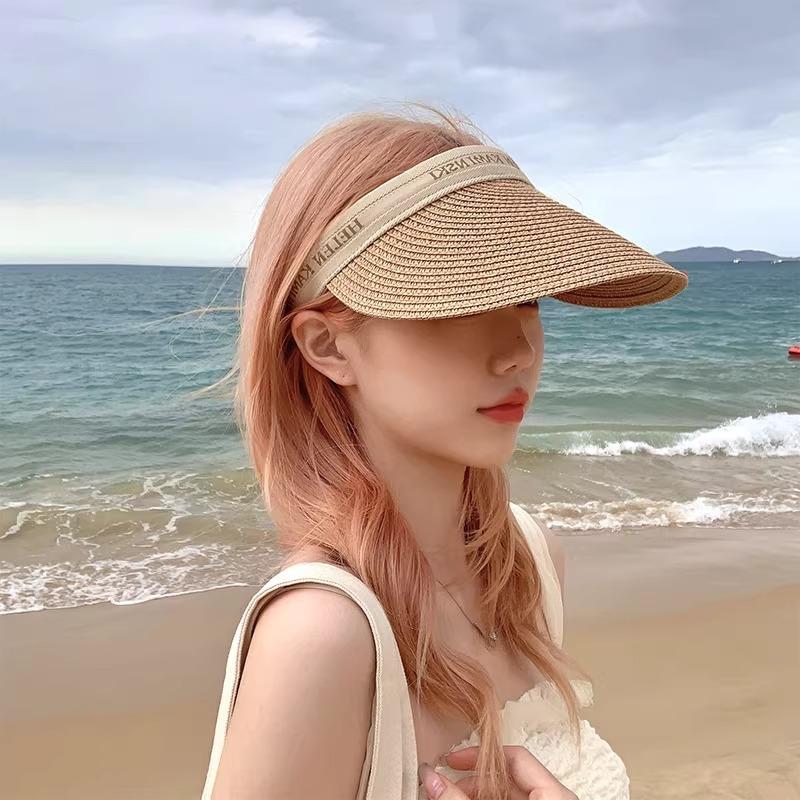 New Duck Tongue Empty Hat for Women's Seaside Sun Protection Sun Protection and UV Sun Protection Sun Straw Hat for Summer Face Covering