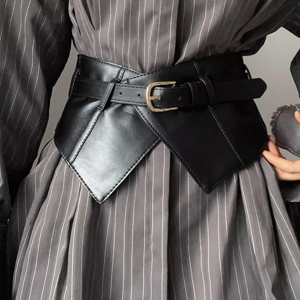 PU Leather Elastic Cummerbunds Adjustable Waist Corset Elegant Wide Belt  Outfits