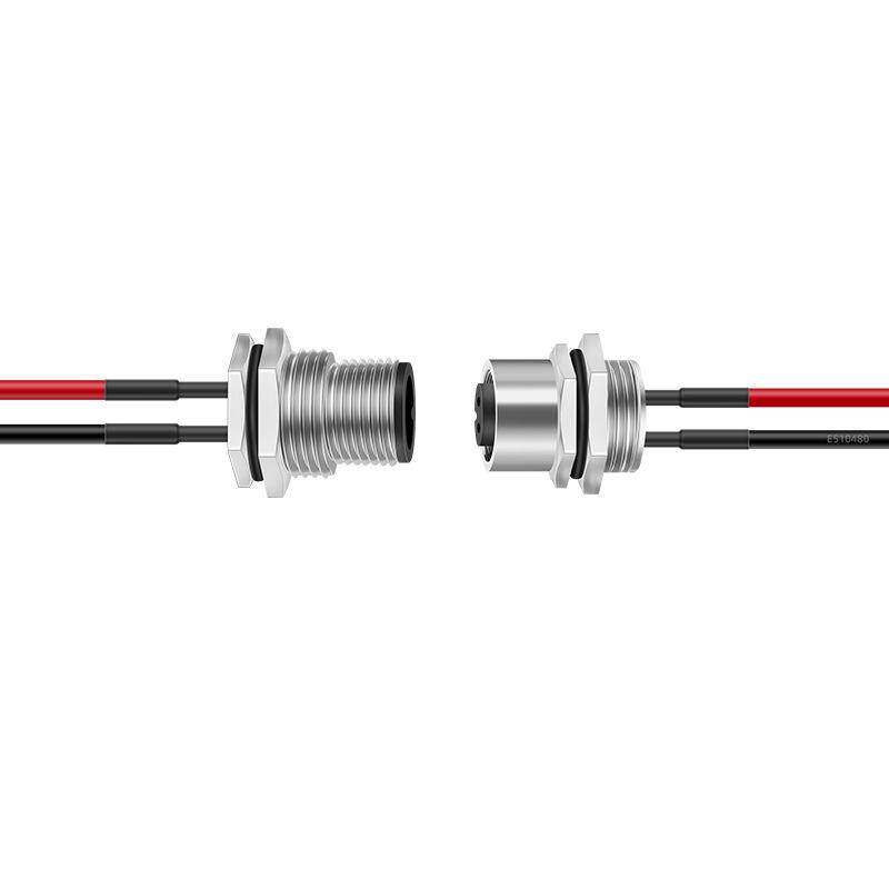 M12 Waterproof Aviation Plug Cable: 2P-6P Multi-Core Sensor Connection with Flange Mount M/F Connector.