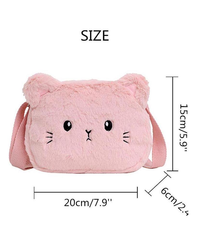 Baby Girls Handbags Coin Purse Cute Messenger Small Bags Shoulder Bag Soft Plush Bag Cartoon Cat