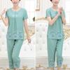 Pajamas for Women, Summer Short Sleeved Set for Middle-aged Mothers Two-piece Set for Home Wear, Can Be Worn Externally