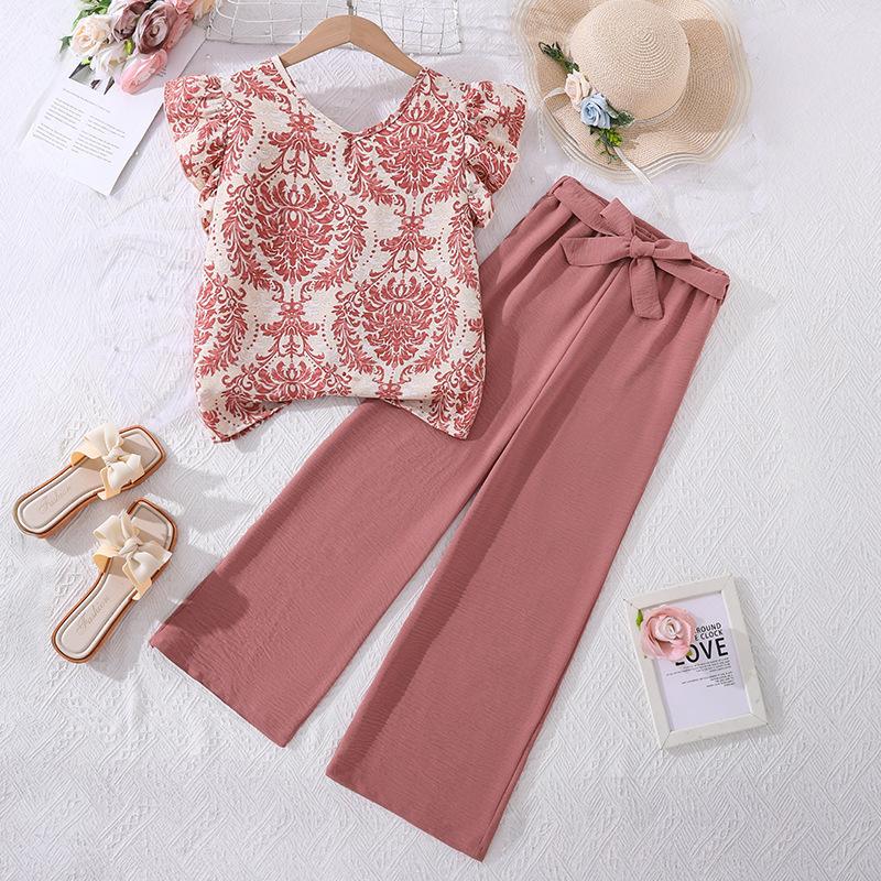 Girls' Fashion Set: Spring/Summer Children's Loose-Fit Pants Two-Piece Set